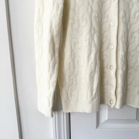 Cuddle Knit Wintuk Vintage Orlon Acrylic Collared Cable Knit Button Cardigan M - Picture 3 of 12